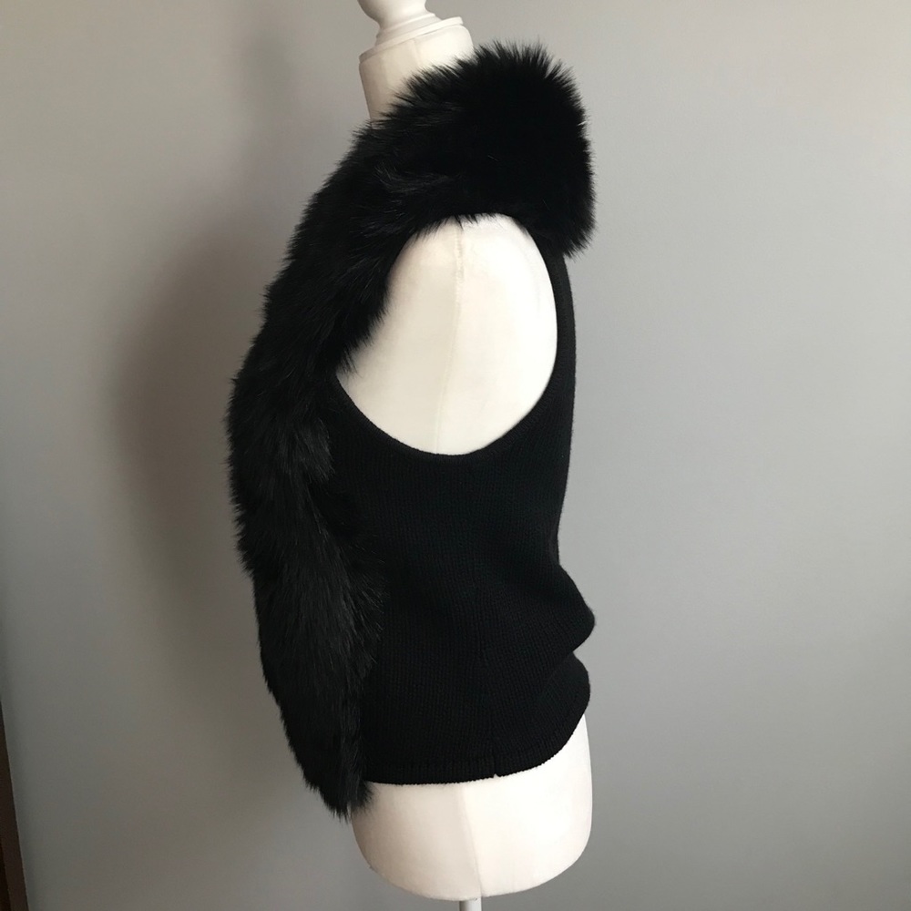 Sold Dolce Cabo Faux Fur Vest Black Knit XS - Picture 4 of 9
